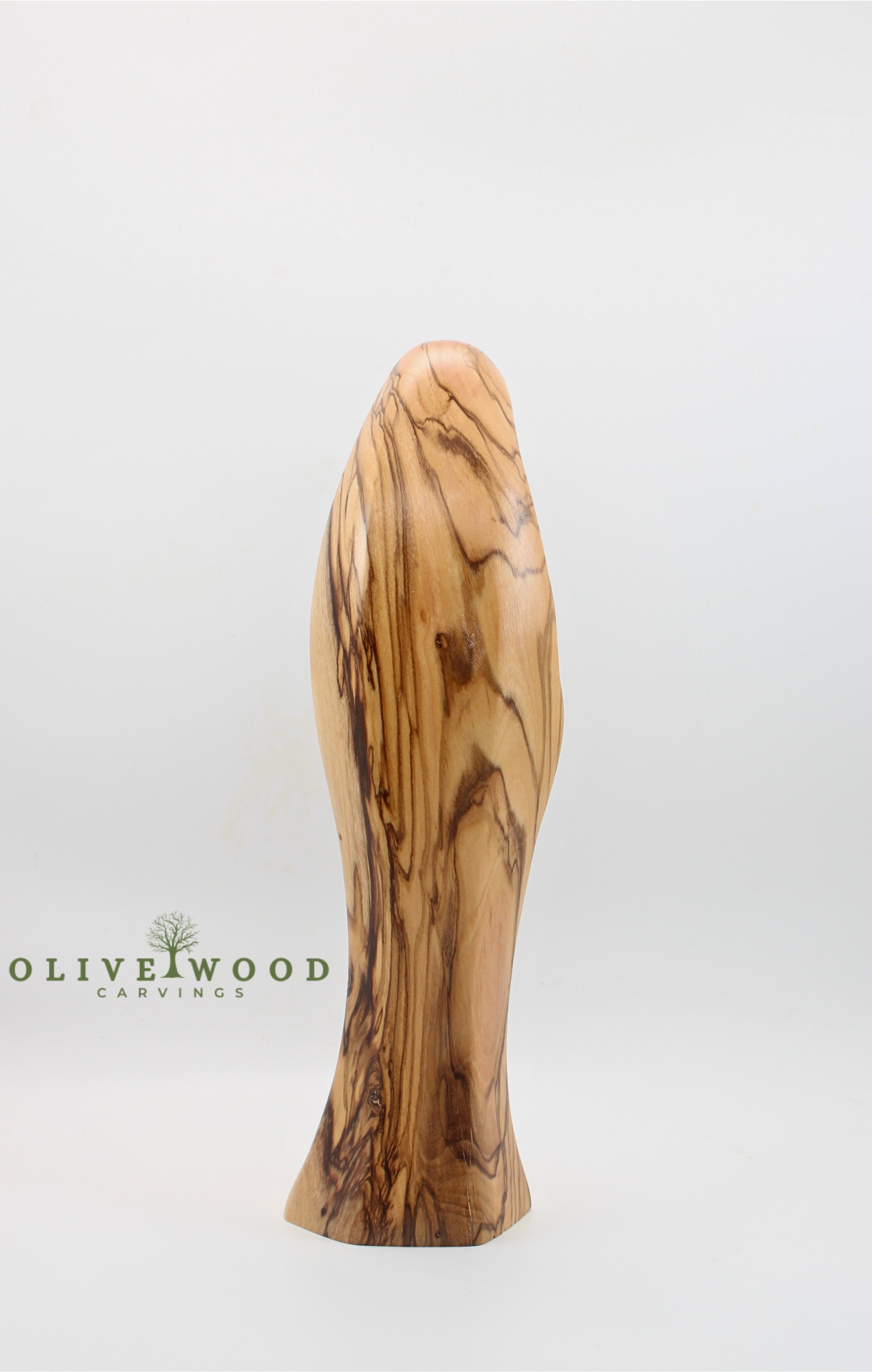 Olive Wood Virgin Mary with Rosary – Modern Hand-Carved Statue from the Holy Land